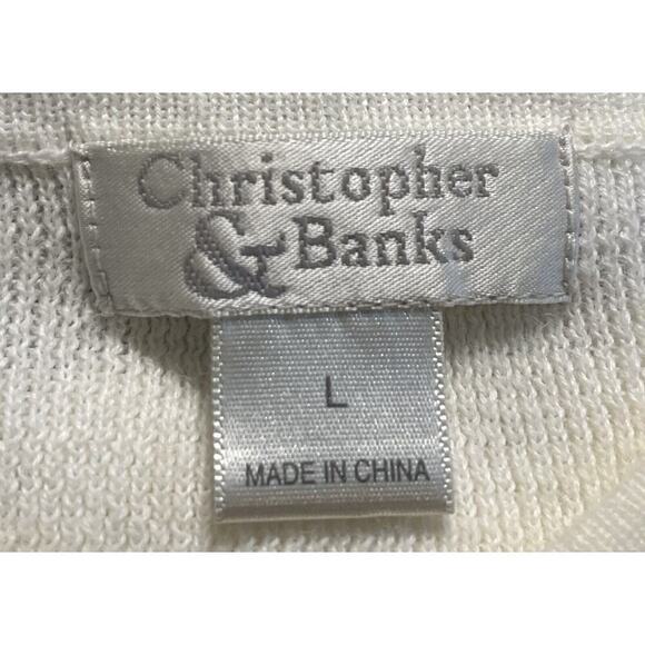 Christopher & Banks Blue Striped Pullover V Neck Crop Sweatshirt Women’s L - Picture 7 of 9